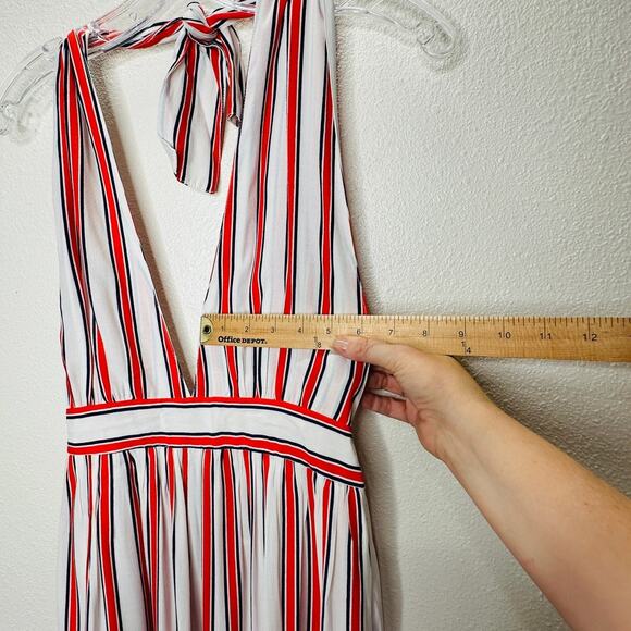 Urban Outfitters Raven White Red Blue Striped Halter Romper Jumpsuit S - Picture 15 of 15
